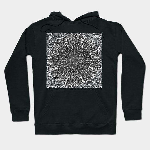 Zentangles Mandala, Black and White Digital Illustration Hoodie by cherdoodles